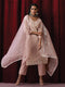 3 Pc Suit - Pink Cotton Silk Embroidered Kurta with Cotton Pant and Chanderi Embroidered Dupatta